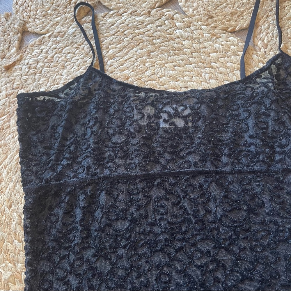 Women's Vintage DKNY Size S Velvet Sheer Cami Tank Top - Picture 3 of 6